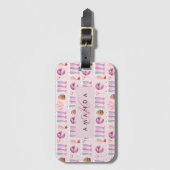 Monogram Milkshake Niedlich Blush Pink Retro Gesch Gepäckanhänger (Vorderseite Vertikal)