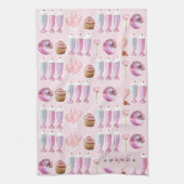 Monogram Milkshake Niedlich Blush Pink Retro Gesch Geschirrtuch (Vertikal)