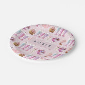 Monogram Milkshake Niedlich Blush Pink Retro Gesch Pappteller (Schrägansicht)