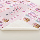 Monogram Milkshake Niedlich Blush Pink Retro Gesch Sherpadecke (3/4)