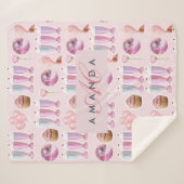 Monogram Milkshake Niedlich Blush Pink Retro Gesch Sherpadecke (Vorderseite (Horizontal))