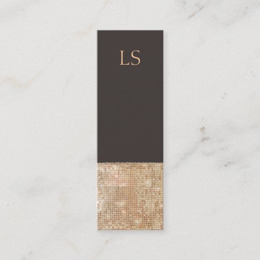Monogram Mini Gold Sequin Business Card Mini Visitenkarte (Vorderseite)
