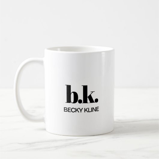 Monogram Minimal Classic elegant Schwarz und Weiß Kaffeetasse (Links)