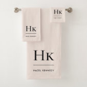 Monogram Minimal Elegant Rosa Stilvoll schlicht Badhandtuch Set (Insitu)