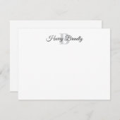 Monogram Minimal Elegant Stilvolle flache Notizkar Mitteilungskarte (Vorne/Hinten)