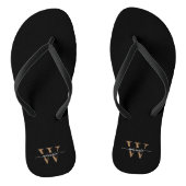 Monogram Minimal Elegante Black Gold Script Name Badesandalen (Fußbett)
