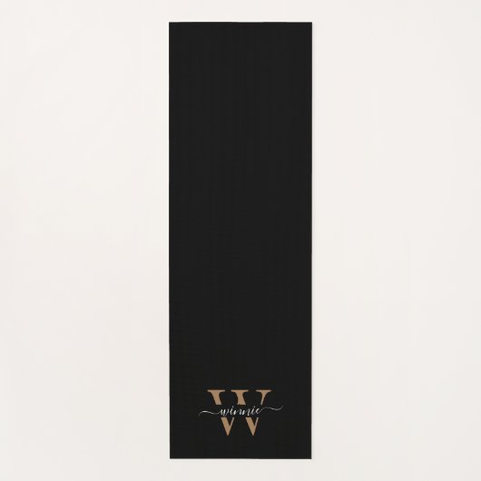 Monogram Minimal Elegante Black Gold Script Name Yogamatte (Vorderseite)