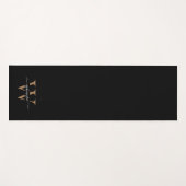 Monogram Minimal Elegante Black Gold Script Name Yogamatte (Vorderseite (Horizontal))
