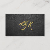Monogram-Minimal-Gold aus schwarzem Leder Visitenkarte (Vorderseite)