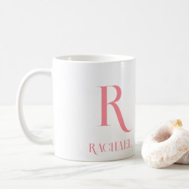 Monogram Minimal Modern Name Stylish Pink Kaffeetasse