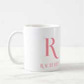 Monogram Minimal Modern Name Stylish Pink Kaffeetasse (Links)