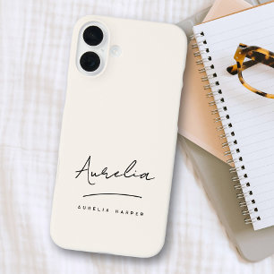Monogram Minimal neutrale einfache Skriptsignatur iPhone 16 Plus Hülle