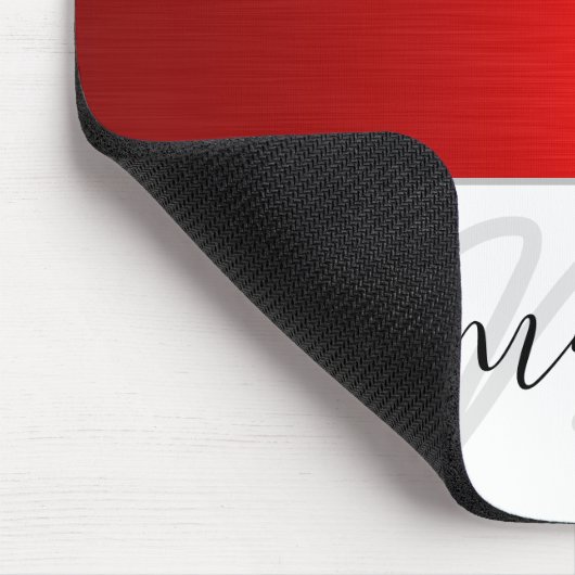Monogram Minimal Red Schwarz-weiß Modern Mousepad (Ecke)
