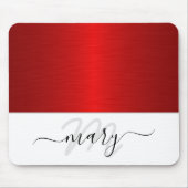 Monogram Minimal Red Schwarz-weiß Modern Mousepad (Vorne)