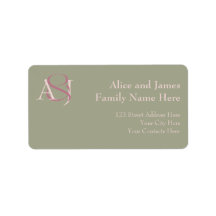 Monogram Minimalist Green Pink & Mauve Address
