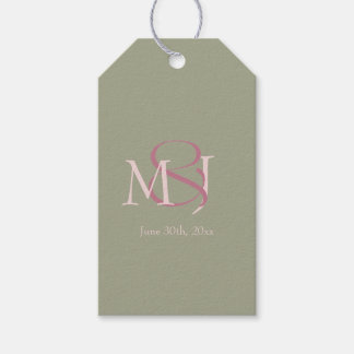 Monogram Minimalist Green Pink Mauve Wedding Geschenkanhänger
