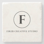 Monogram Minimalist Initial Name Marble Design Steinuntersetzer (Vorderseite)