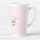Monogram Minimalist Pastel Pink Gold Black Name Milchtasse (Rechts)