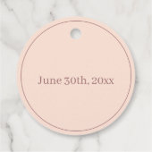 Monogram Minimalist Peachy Pink & Mauve Wedding Geschenkanhänger (Rückseite)