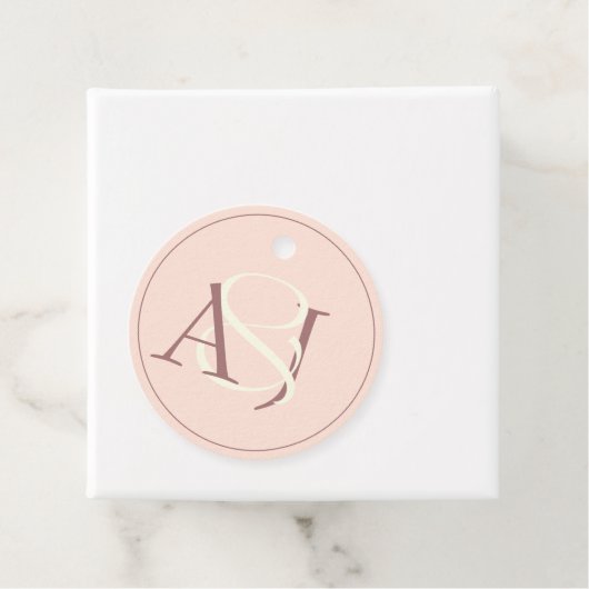 Monogram Minimalist Peachy Pink & Mauve Wedding Geschenkanhänger (Beispiel)