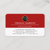 Monogram Minimalist Red White Layer Visitenkarte (Vorderseite)