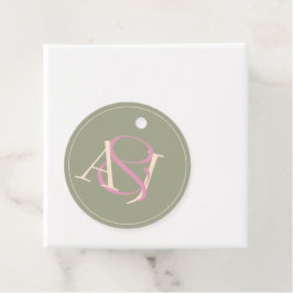 Monogram Minimalist Sage Green & Rose Pink Wedding Geschenkanhänger
