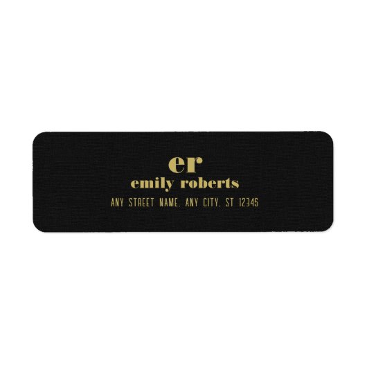 Monogram Minimalistic Black Linen Gold Typografie (Vorne)