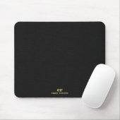 Monogram Minimalistic Black Linen Gold Typografie Mousepad (Mit Mouse)