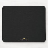 Monogram Minimalistic Black Linen Gold Typografie Mousepad (Vorne)
