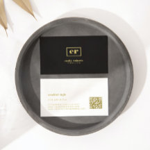 Monogram Minimalistic Black Linen Gold Typografie