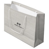 Monogram Minimalistic White Burlap Gray Typography Große Geschenktüte (Vorderseite Schrägansicht)