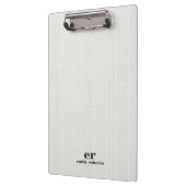 Monogram Minimalistic White Burlap Gray Typography Klemmbrett (Links)