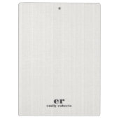 Monogram Minimalistic White Burlap Gray Typography Klemmbrett (Rückseite)