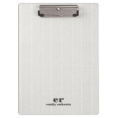 Monogram Minimalistic White Burlap Gray Typography Klemmbrett (Vorderseite)
