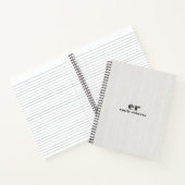 Monogram Minimalistic White Burlap Gray Typography Notizblock (Innenseite)