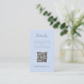 Monogram Minimalistisch Beau Blue Wedding Details  Visitenkarte (Stehend Vorderseite)