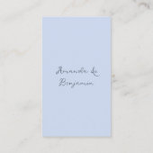 Monogram Minimalistisch Beau Blue Wedding Details  Visitenkarte (Rückseite)