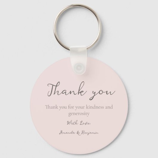 Monogram Minimalistisch Beige Wedding Danke Schlüsselanhänger (Vorderseite)