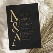 Monogram Minimalistisch Black and Gold Moderne Hoc Einladung