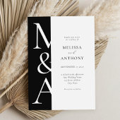 Monogram Minimalistisch Black and White Modern Wed Einladung
