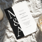 Monogram Minimalistisch Black and White Modern Wed Einladung