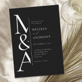 Monogram Minimalistisch Black and White Modern Wed Einladung