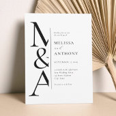 Monogram Minimalistisch Black and White Modern Wed Einladung