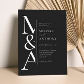 Monogram Minimalistisch Black and White Modern Wed Einladung