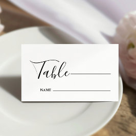 Monogram Minimalistisch Black and White Wedding Platzkarte