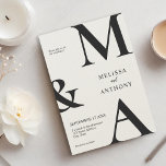 Monogram Minimalistisch Black und Ecru Modern Wedd Einladung<br><div class="desc">Moderne Minimalistisch Black und Ecru Hochzeitseinladung. Enthält fett formatierte Monogramm-Typografie und minimales grafisches Design. Personalisieren Sie Text mit allen Details Ihres besonderen Tages.</div>