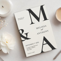 Monogram Minimalistisch Black und Ecru Modern Wedd