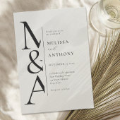 Monogram Minimalistisch Black und Ecru Modern Wedd Einladung