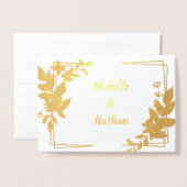 Monogram Minimalistisch Botanical lWedding Einladu Folienkarte (Vorderseite mit Umschlag)