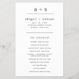 Monogram Minimalistisch Budget Wedding Program Flyer